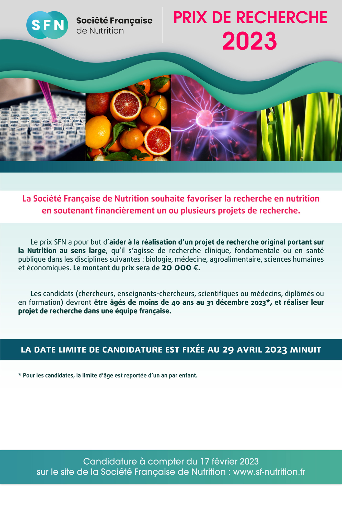 Prix de Recherche SFN 2023 / Deadline 29 Avril 2023 SFN