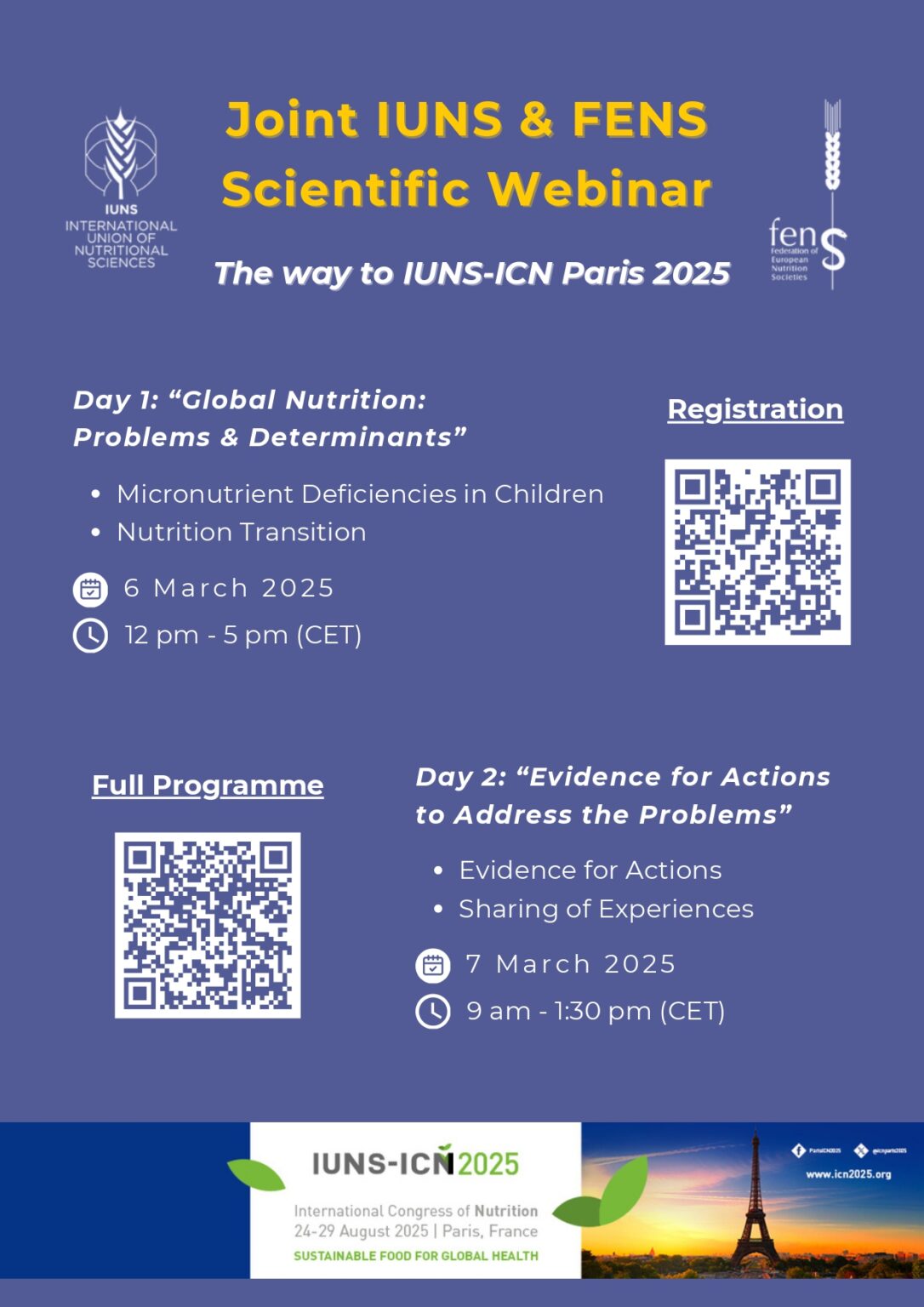 Webinaire “Nutrition Mondiale” / IUNSFENS / 06 et 07 Mars 2025 SFN